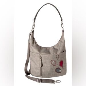 Haiku Bag/Haiku Ascend lt gray tweed hobo bag w/ red & brown accent & haiku tag